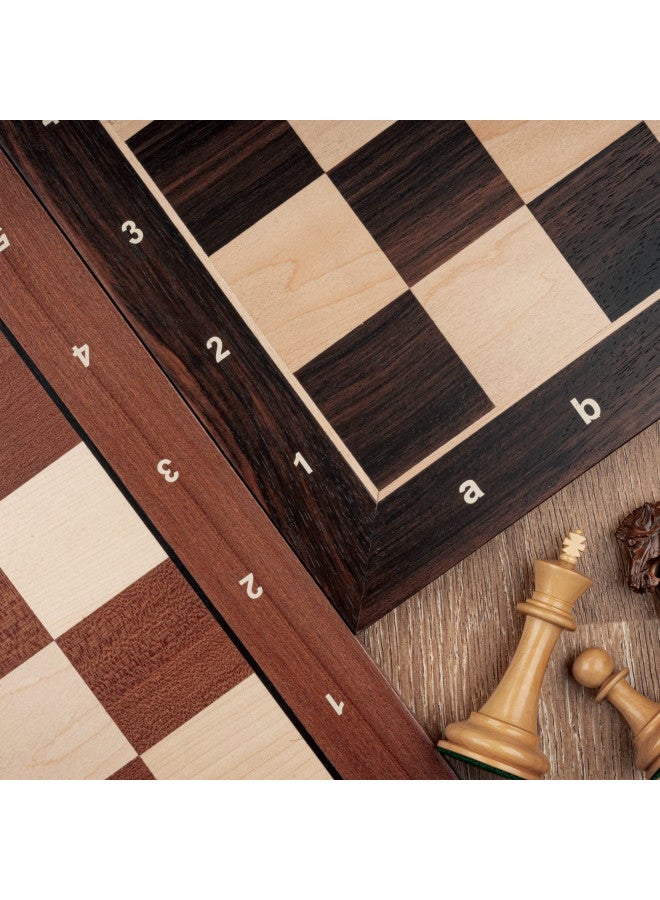 A&A 18.875" Professional Wooden Tournament Chess Board/Walnut & Maple Inlaid / 2.0" Squares w/Notation - Image 5