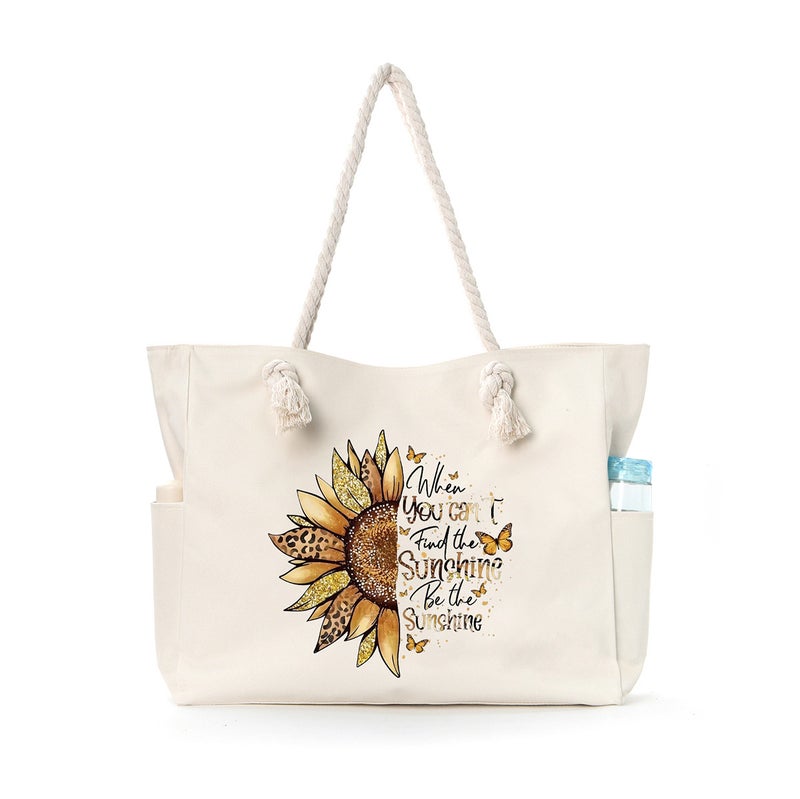 Large Capacity Canvas Beach Tote Bag - Image 5