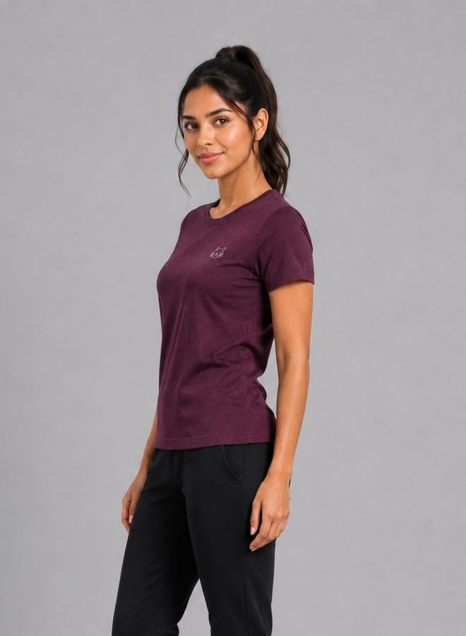 Take Two Burgundy Solid  Short Sleeve Activewear T-shirt By Lazzycat - Image 4