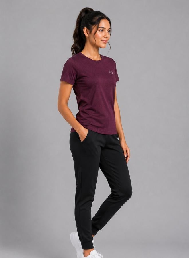 Take Two Burgundy Solid  Short Sleeve Activewear T-shirt By Lazzycat - Image 5