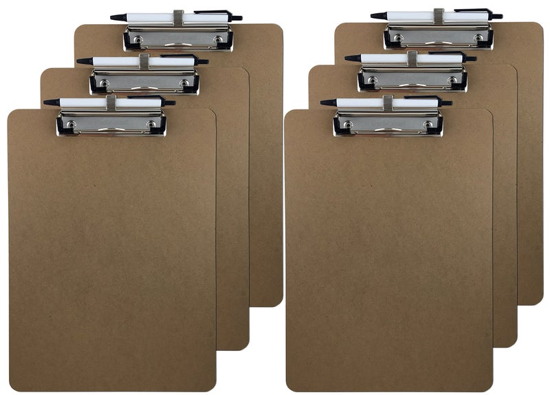Trade Quest Pen Holder Clipboard, Letter Size, Low Profile Clip, Hardboard, 6-Pack (Pen Included) - Image 1