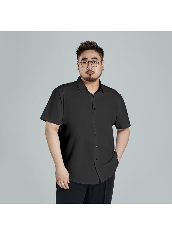 Ayoupang Summer Large Size Elastic Pullover Shirt, Ice Silk Elastic Loose Business Casual Short-sleeve Shirt For Me - Image 3