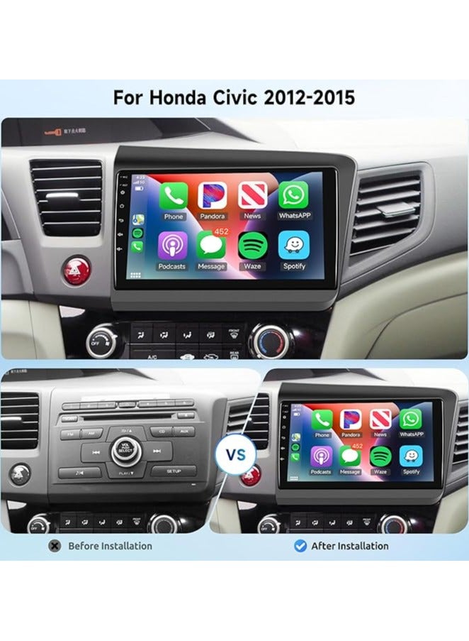 تحتوي سيارة هوندا سيفيك 2012 2013 2014 على نظام ملاحة وستيريو بشاشة اندرويد 9 انش وعجلة قيادة اصلية مع تحكم وراديو اف ام وبلوتوث وكاميرا خلفية مجانية - Image 1