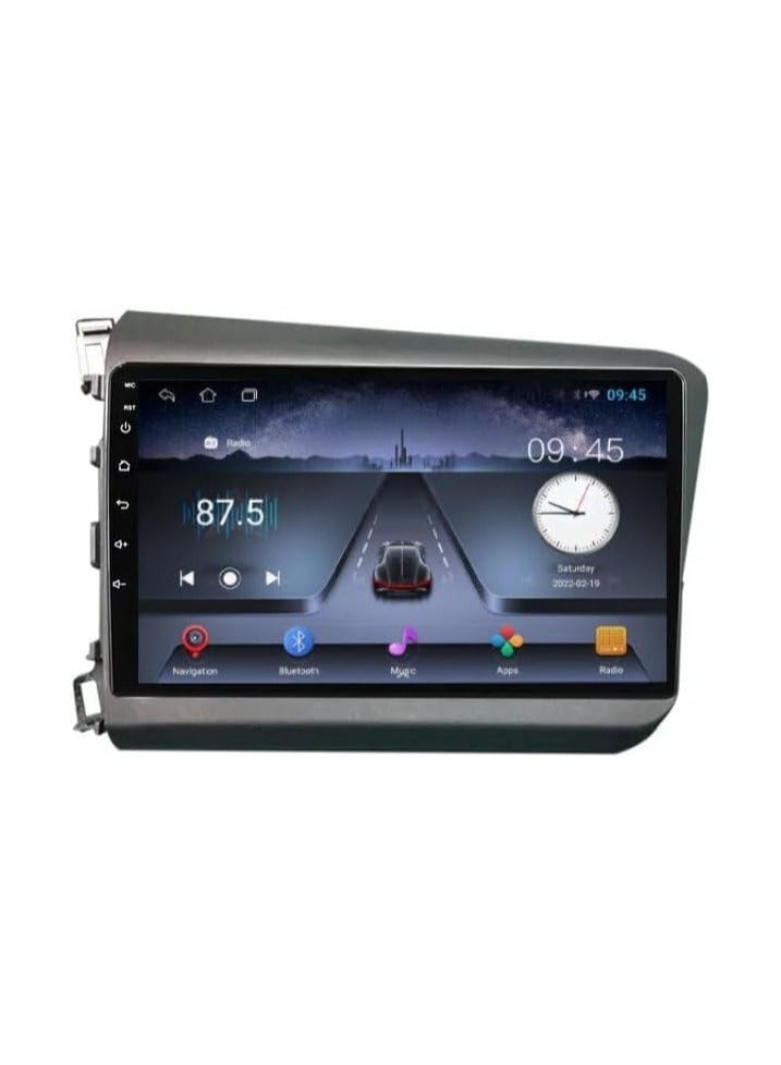 تحتوي سيارة هوندا سيفيك 2012 2013 2014 على نظام ملاحة وستيريو بشاشة اندرويد 9 انش وعجلة قيادة اصلية مع تحكم وراديو اف ام وبلوتوث وكاميرا خلفية مجانية - Image 2