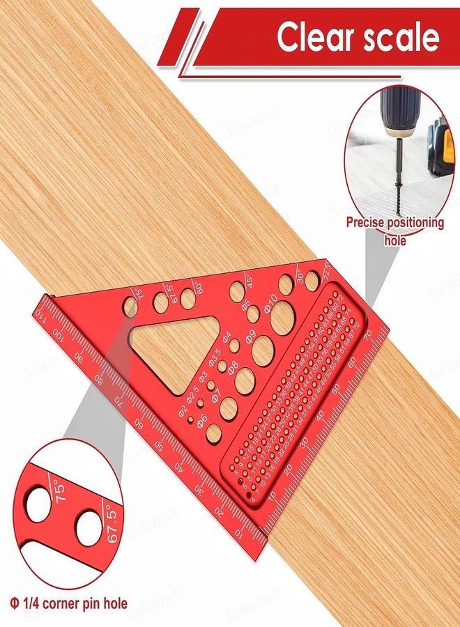 Sunkizzrs® Aluminum Alloy 3D Multifunctional Woodworking Ruler —Adjustable Angle Precision Miter Square Measuring Tool —Professional Triangle Ruler for Carpentry, DIY & Construction (22.5°–90°) - Image 5