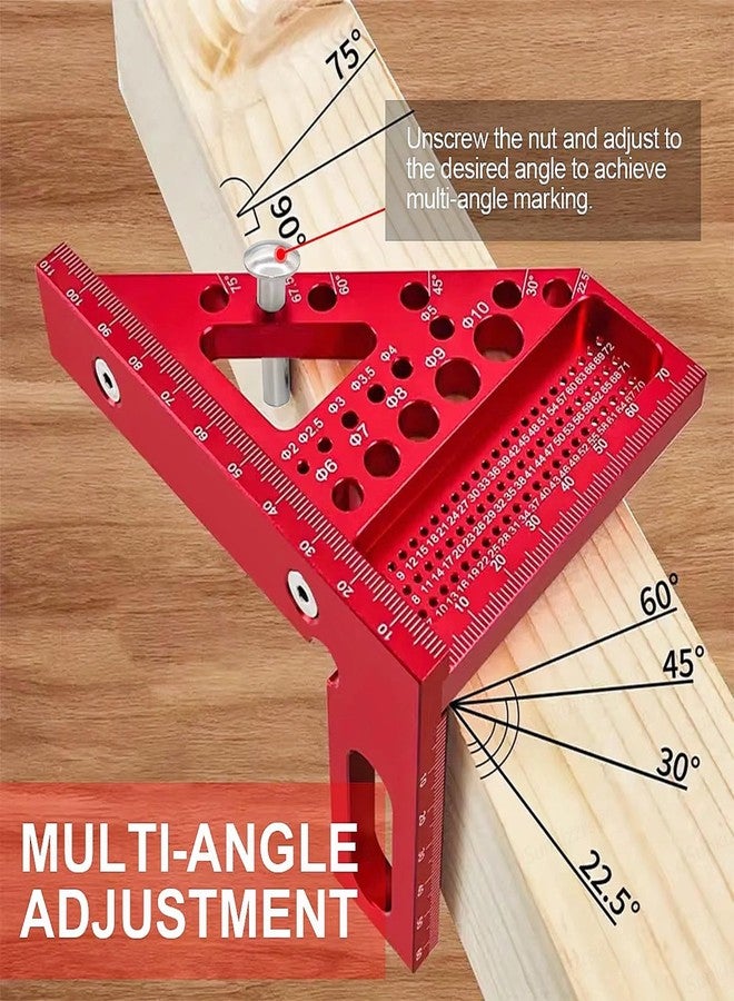 Sunkizzrs® Aluminum Alloy 3D Multifunctional Woodworking Ruler —Adjustable Angle Precision Miter Square Measuring Tool —Professional Triangle Ruler for Carpentry, DIY & Construction (22.5°–90°) - Image 4