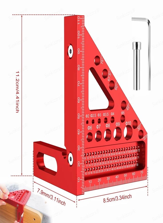 Sunkizzrs® Aluminum Alloy 3D Multifunctional Woodworking Ruler —Adjustable Angle Precision Miter Square Measuring Tool —Professional Triangle Ruler for Carpentry, DIY & Construction (22.5°–90°) - Image 2