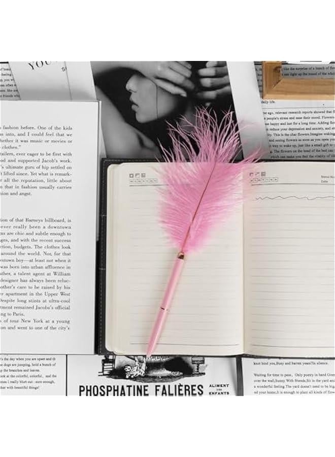 Generic Long Feather Pen, Plastic Ballpoint Pen, with Black Ink, Gift Pens for  Wedding Birthday (Pink)  - Image 4