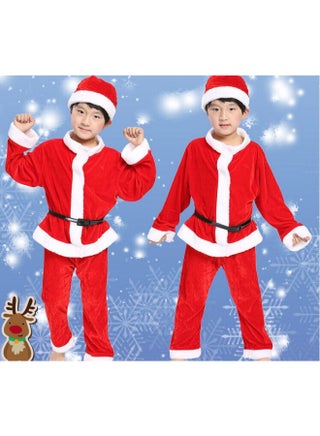 Children's Christmas Clothes (Boy) – Kids Santa Costume Set with Hat, Red Velvet Jacket & Pants, Size 110 cm (4–5 Years) - view 4