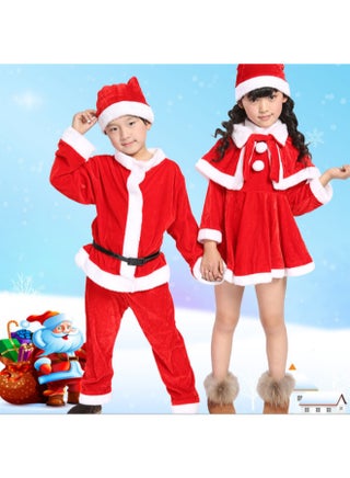 Children's Christmas Clothes (Boy) – Kids Santa Costume Set with Hat, Red Velvet Jacket & Pants, Size 110 cm (4–5 Years) - view 3