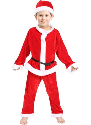 Children's Christmas Clothes (Boy) – Kids Santa Costume Set with Hat, Red Velvet Jacket & Pants, Size 110 cm (4–5 Years) - view 2