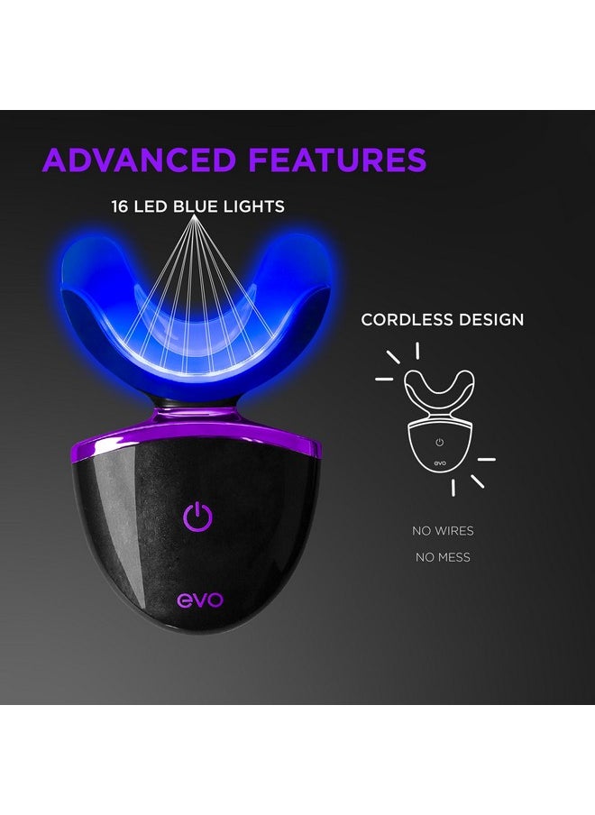 إيفو - مجموعة تبييض الأسنان EVO LED مع قطعة فم تعمل بالضوء الأزرق، مزيل بقع آمن على مينا الأسنان، حقيبة شحن للسفر، تتضمن 3 أقلام تبييض، علاجات لمدة 30 دقيقة - Image 1