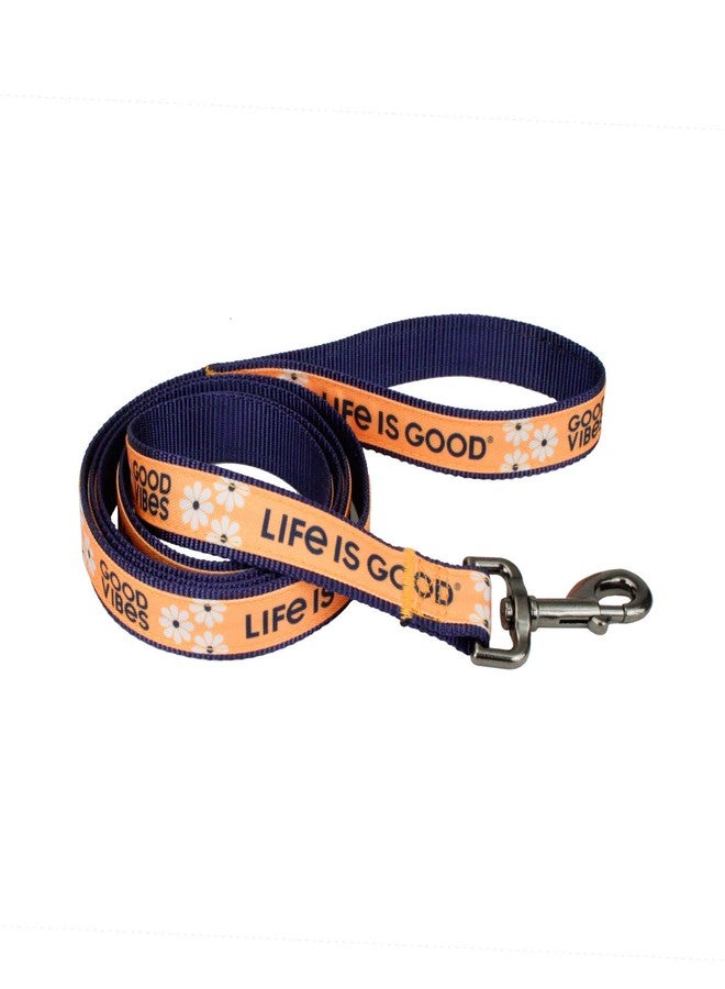 Coastal - Life is Good - Canvas Overlay Dog Leash, Yellow Good Vibes, 5/8" x 6'