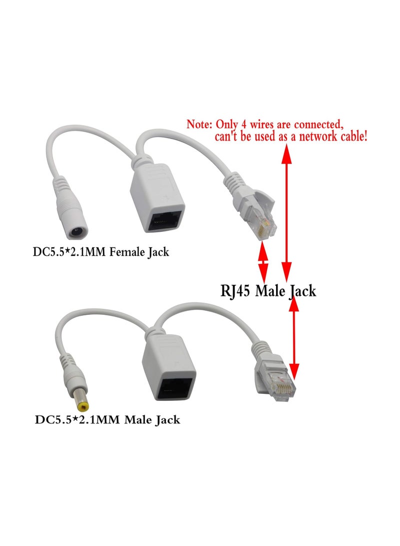 1 Pair Passive POE Adapter Cable,POE Injector and POE Splitter Kit with 5.5x2.1mm DC Connector for WLAN, Routers, Switches,Internet Telephony,IP Cameras - Image 2