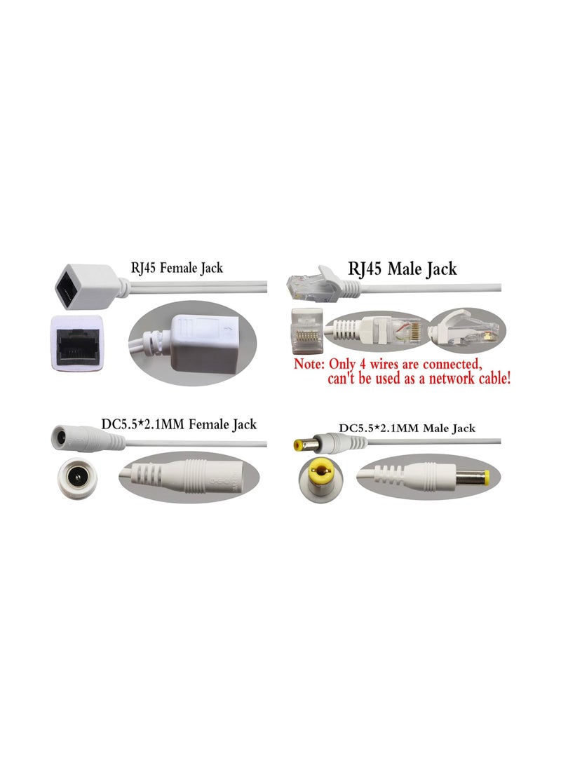 1 Pair Passive POE Adapter Cable,POE Injector and POE Splitter Kit with 5.5x2.1mm DC Connector for WLAN, Routers, Switches,Internet Telephony,IP Cameras - Image 4