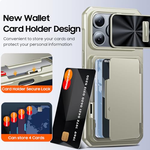 BSNRM for iPhone 16 Pro Case Wallet, Hidden Card Holder (4 Cards), Pop-up Camera Cover, Military Grade Protection, Durable Kickstand Heavy Duty Men Women Shockproof Case for iPhone 16 Pro,Titanium - Image 3