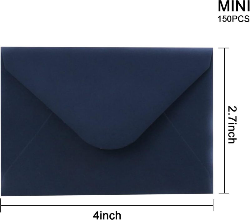 Dark Blue Mini Envelopes: 4 X 2.75 Inches 120 G/m² Thick Kraft Paper - Self Seal Cute Elegant Design Card Envelopes For Gift Giving Invitations Notes - Image 2