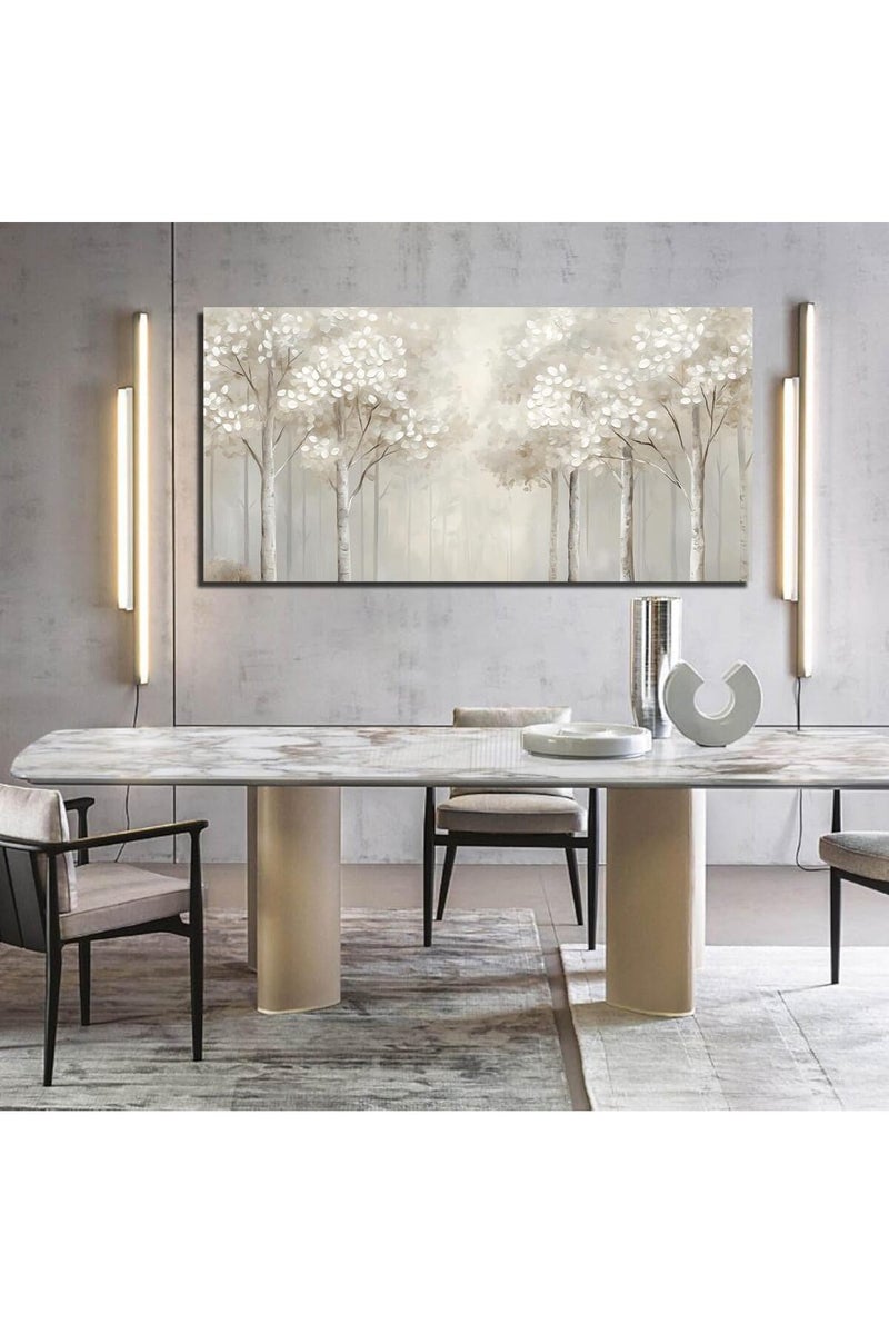 EMODA Large Forest Birch Tree Wall Art (60x120 cm) – Wrap Framed Misty Landscape Canvas - Image 4