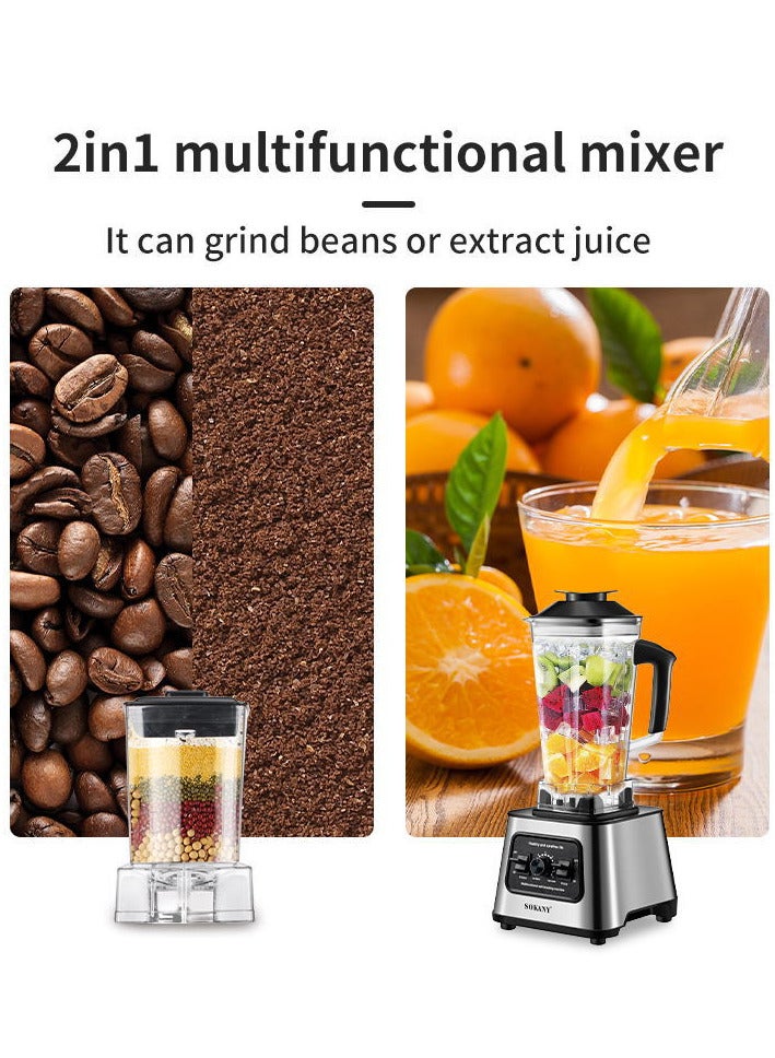 sokany 2.5L Countertop Blenders,15 Speeds Mulit Purpose Blenders, High Speed  Blender with Durable Stainless Steel Blades,BPA Free Blender for Shakes and Smoothies, Nuts, and Fruits, 6000W,SK-999 - Image 3