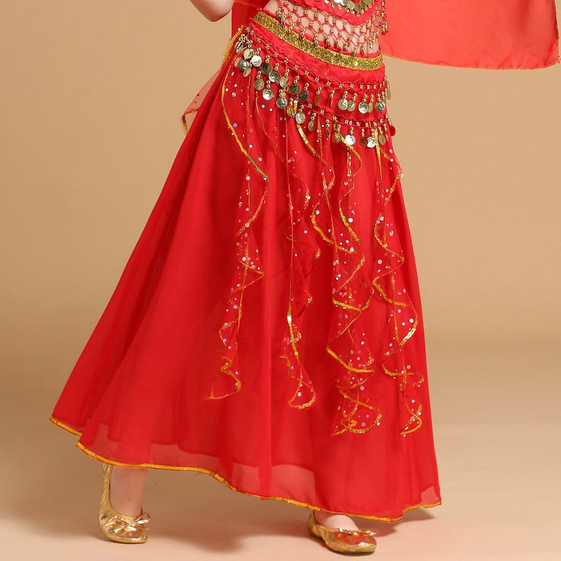 Children'S Belly Dance Performance Clothing Skirt Kidsren'S Indian Dance Performance Girl Xinjiang Toddler Ethnic Dance Colorful Dot Skirt - Image 2
