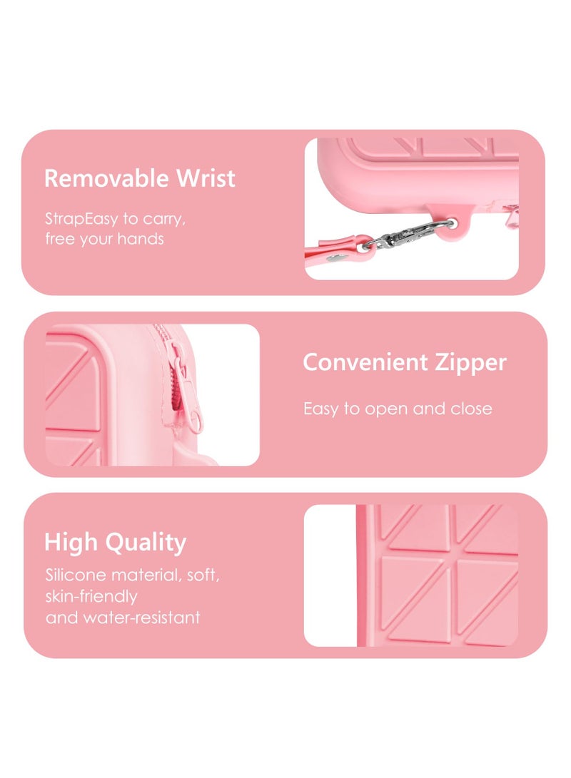 KASTWAVE 2 Pack Silicone Period Bag, Sanitary Napkin Storage Bag with Wrist Strap, Menstrual Cup Pouch for Teen Girls Women (Pink & Green) - Image 4