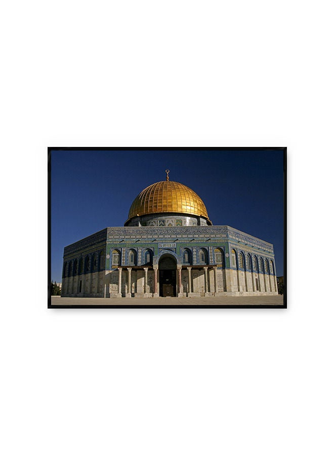 ماركتنا لوحة جدارية قماشية فنية لتزيين الحائط بتصميم المسجد الأقصى مع برواز اسود مجوف مقاس (120x80) قطعة واحدة - Image 2