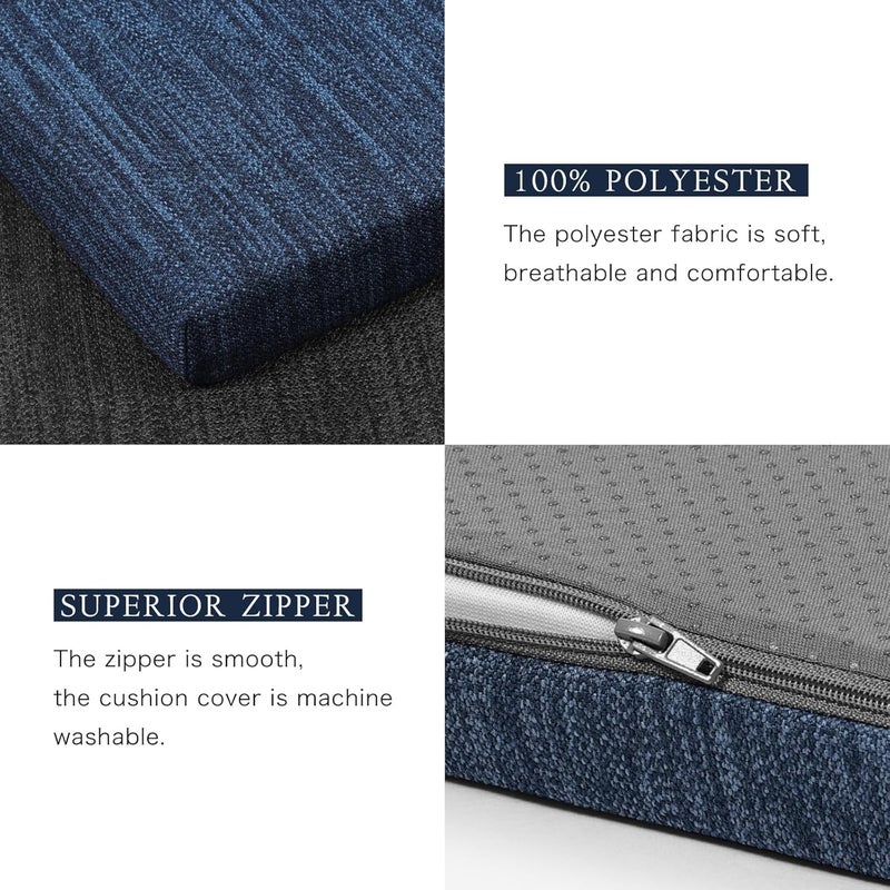 BAIBU 48 Inch Classic Solid Color Bench Cushion with Ties, Non-Slip Indoor Rectangle Bench Seat Cushion Standard Size Foam Pad with Machine Washable Cover - One Pad Only (Dark Blue, 48x16x1.5 Inch) - Image 4