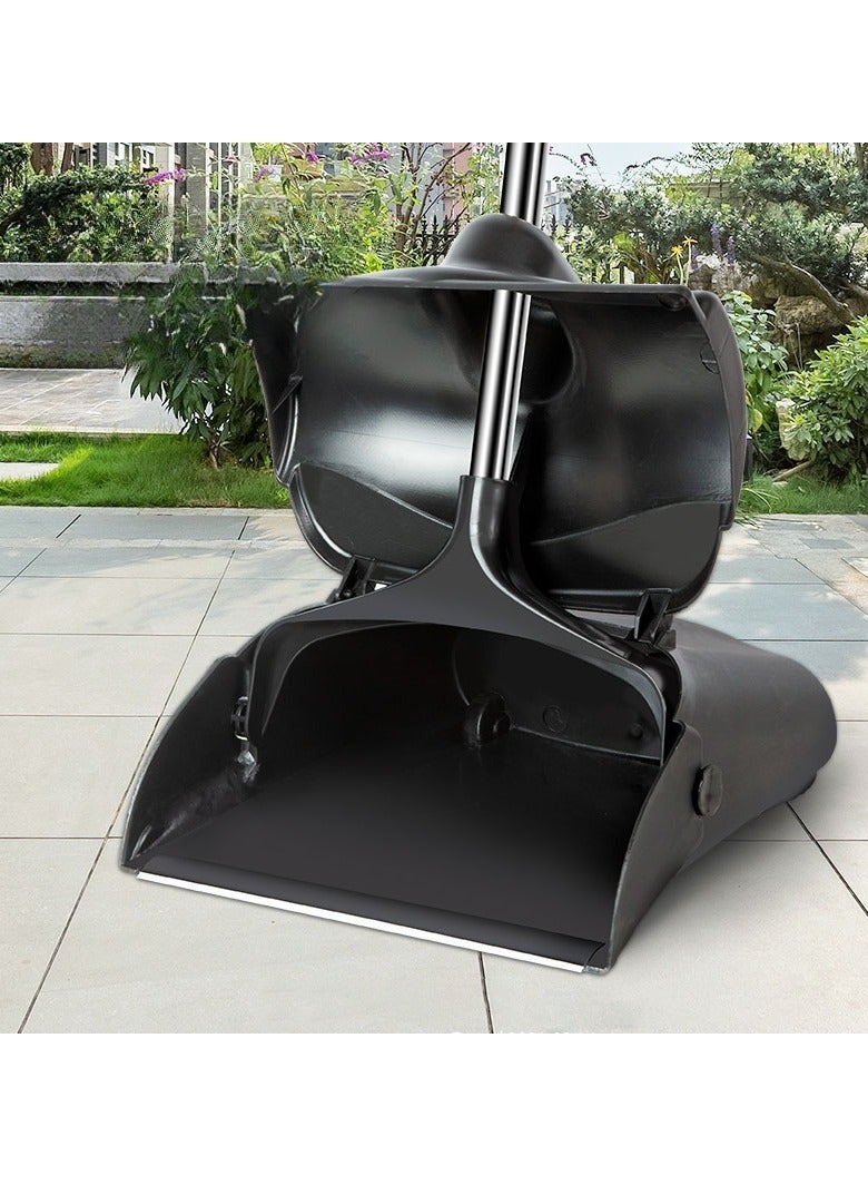 زستو مجموعة مكنسة ومجرفة – مجرفة قائمة بذاتها بمقبض طويل من الفولاذ المقاوم للصدأ، مزودة بأسنان تنظيف ذاتي، مكنسة دوارة 180 درجة، قوية التحمل للاستخدام في المنزل والمطبخ والمكتب والردهة - Image 3