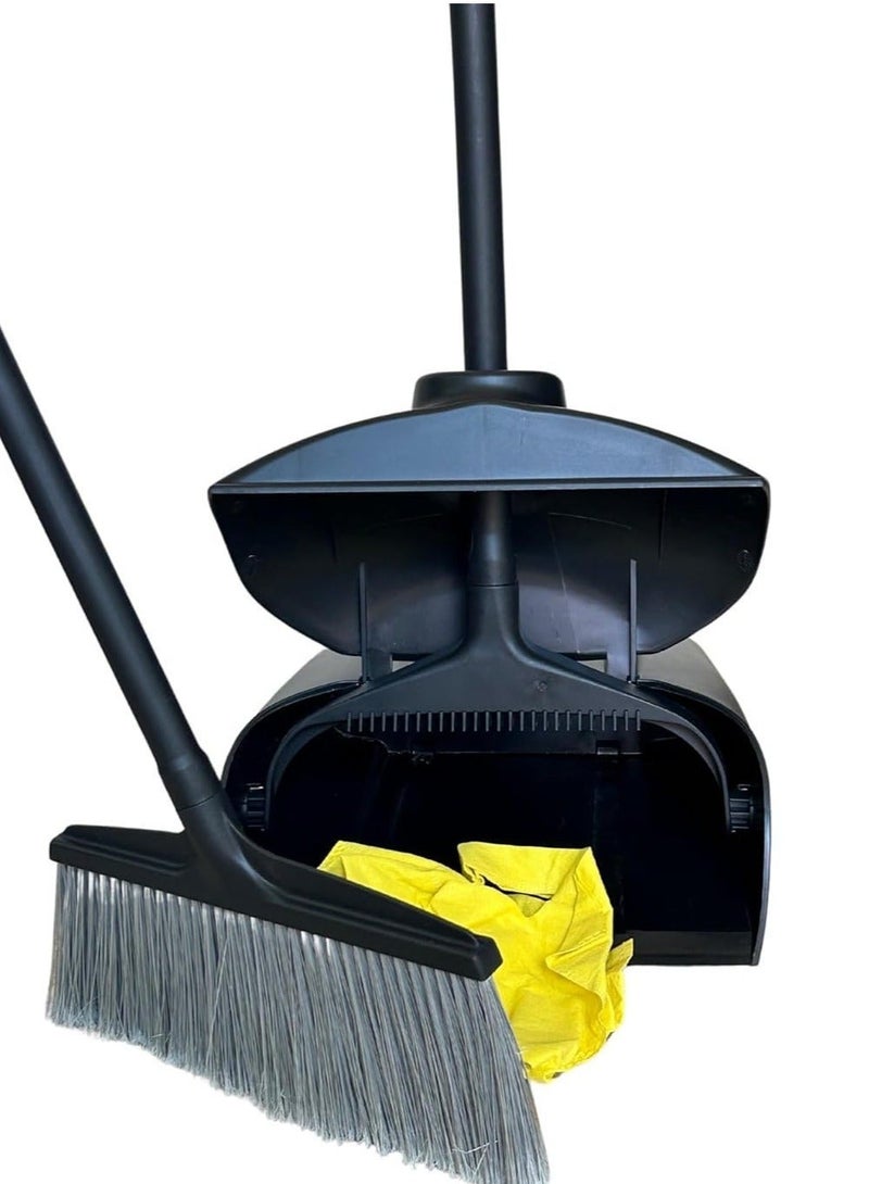 ZESTU Broom and Dustpan Set – Upright Standing Dustpan with Long Stainless Steel Handle, Self‑Cleaning Dustpan Teeth, 180° Rotating Broom, Heavy‑Duty for Home Kitchen Office Lobby - Image 2