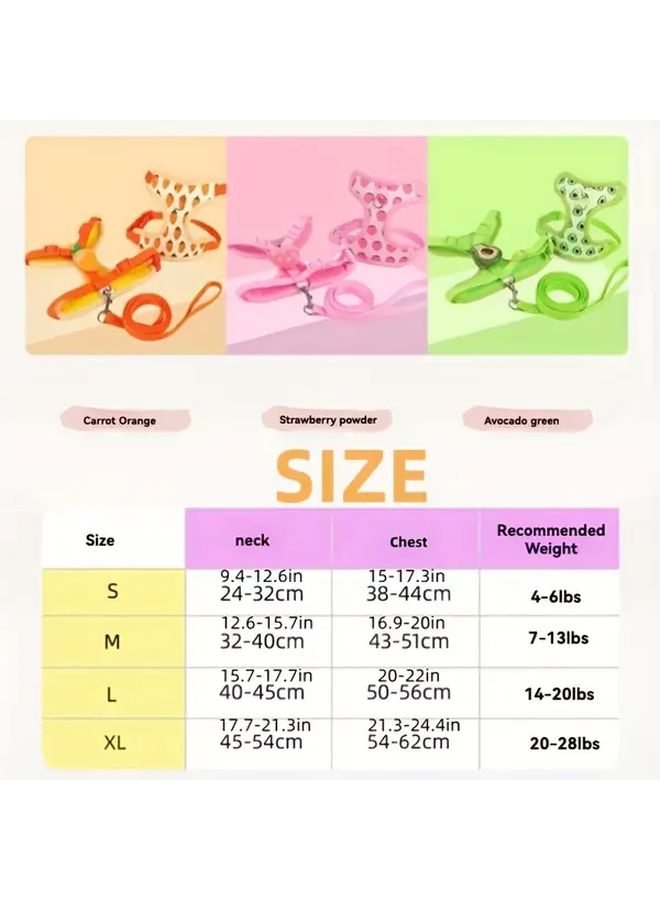 Avocado Green Fruit Pattern Dog Leash Breathable Polyester Vest For Small Medium Dogs - Image 4