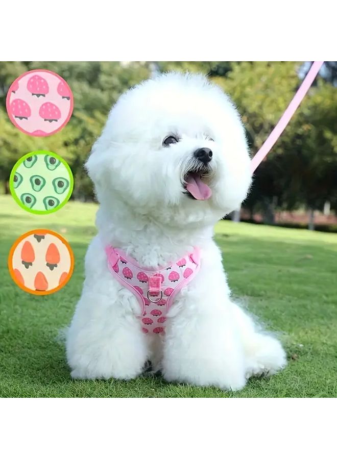 Avocado Green Fruit Pattern Dog Leash Breathable Polyester Vest For Small Medium Dogs - Image 1