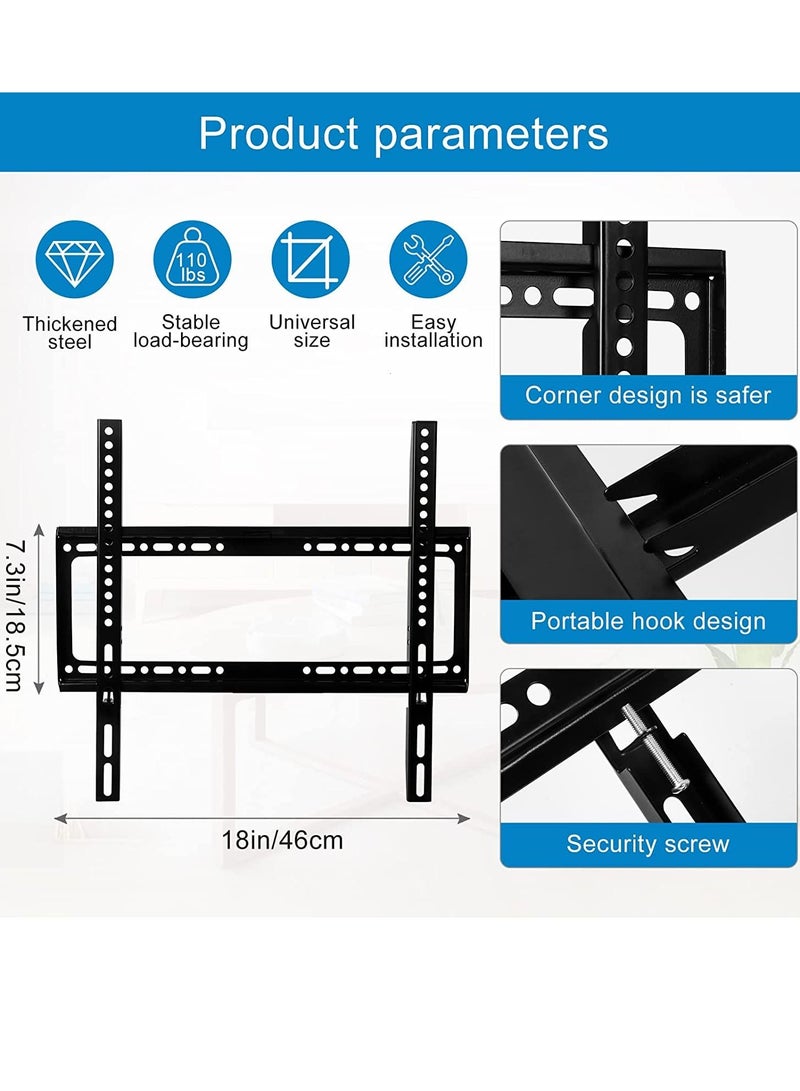 TV Wall Mount 26-60nches Ultra Strong Slim Fixed TV Bracket Heavy Duty Ultra Super Strong 50KG TV Wall Mount with Wall Fixing Kit for Flat Curved Screen TV LED, LCD OLED - Image 4