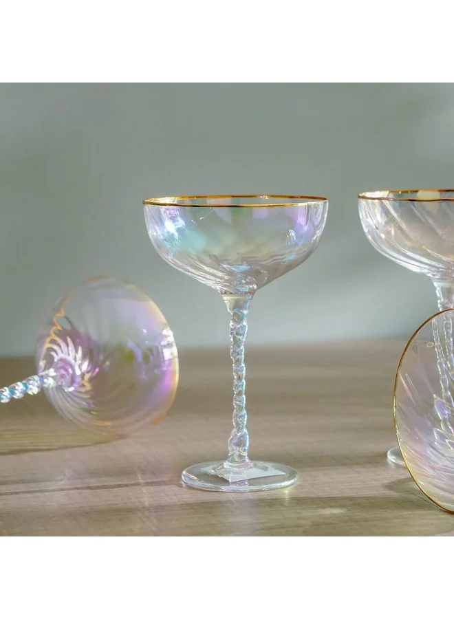 DANUBE HOME Youthfulbite 4-Piece Coupe Glass Set-250Ml Elegant Glassware For Cocktails Champagne And Desserts Durable And Stylish