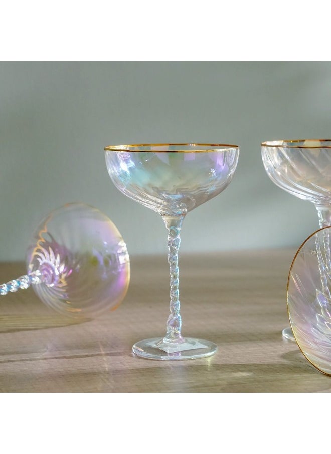 DANUBE HOME Youthfulbite 4-Piece Coupe Glass Set-250Ml Elegant Glassware For Cocktails Champagne And Desserts Durable And Stylish  - Image 3