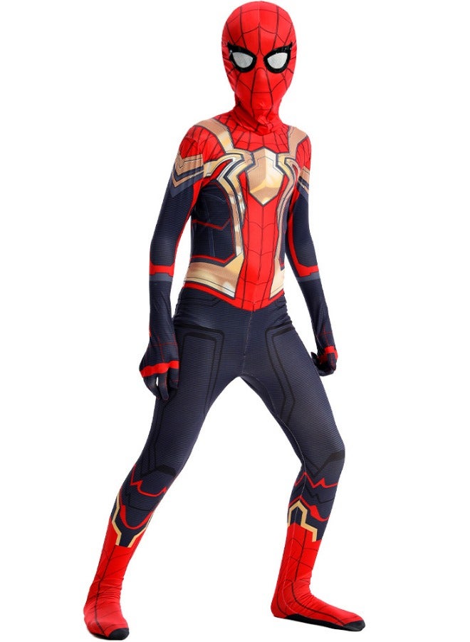 Spider Costume Bodysuit, 3D Style Superhero Cosplay Jumpsuit, Spandex Jumpsuit with Printed Design, Spiderman Cosplay Costumes for Kids-L/130 (Suitable for Kids from 120cm to 130cm） - Image 1