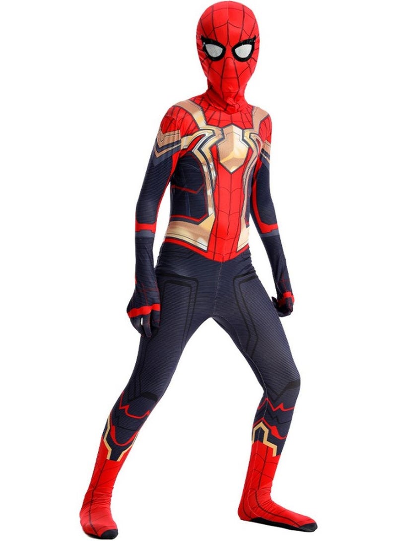 Spider Costume Bodysuit, 3D Style Superhero Cosplay Jumpsuit, Spandex Jumpsuit with Printed Design, Spiderman Cosplay Costumes for Kids-L/130 (Suitable for Kids from 120cm to 130cm） - Image 1
