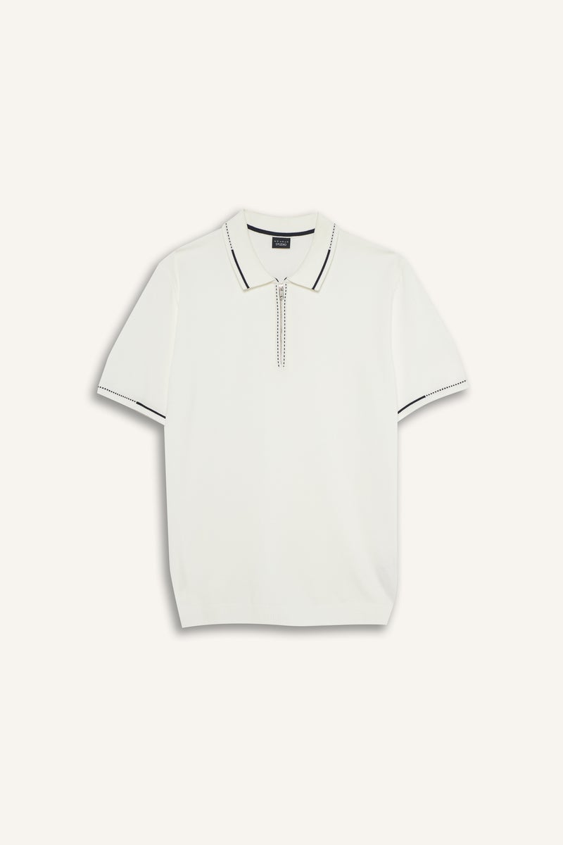 DeFacto White Man Standard Fit Polo Collar Knitwear Polo T-Shirt Casual - Image 3