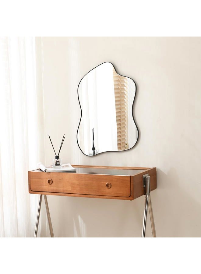 MSUMPTU Irregular Wall Mirror Black Wave Shaped Matel Framed Wall Mirror for Bathroom Bedroom Entryway Living Room Wall Decor 24" L x 18" W 2305B - Image 1