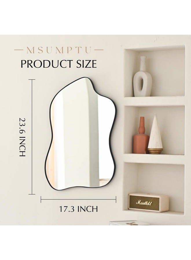 MSUMPTU Irregular Wall Mirror Black Wave Shaped Matel Framed Wall Mirror for Bathroom Bedroom Entryway Living Room Wall Decor 24" L x 18" W 2305B - Image 3