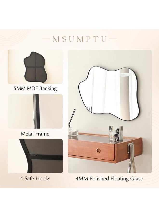 MSUMPTU Irregular Wall Mirror Black Wave Shaped Matel Framed Wall Mirror for Bathroom Bedroom Entryway Living Room Wall Decor 24" L x 18" W 2305B - Image 4