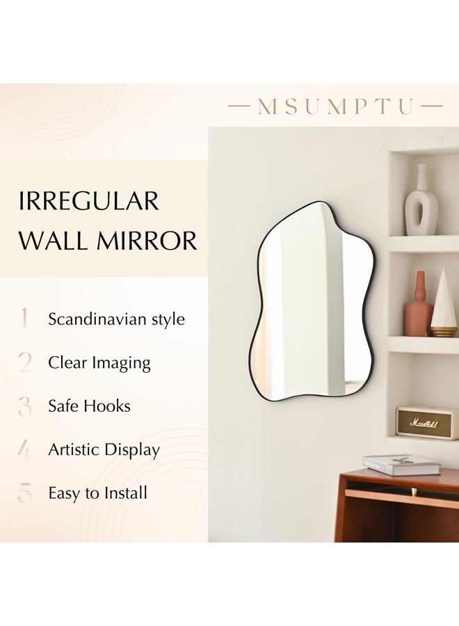 MSUMPTU Irregular Wall Mirror Black Wave Shaped Matel Framed Wall Mirror for Bathroom Bedroom Entryway Living Room Wall Decor 24" L x 18" W 2305B - Image 5