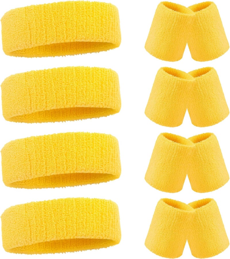 Civaner 12 Pcs 80s 90s Sweatbands Neon Sports Headbands Wristband Set for Men Women Party Cotton Headbands Terry Cloth Athletic Sweat Bands for Tennis Football Gym Outdoor Accessories - Image 1