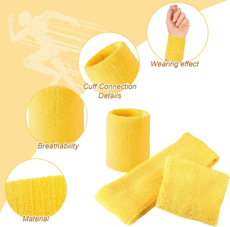 Civaner 12 Pcs 80s 90s Sweatbands Neon Sports Headbands Wristband Set for Men Women Party Cotton Headbands Terry Cloth Athletic Sweat Bands for Tennis Football Gym Outdoor Accessories - Image 3