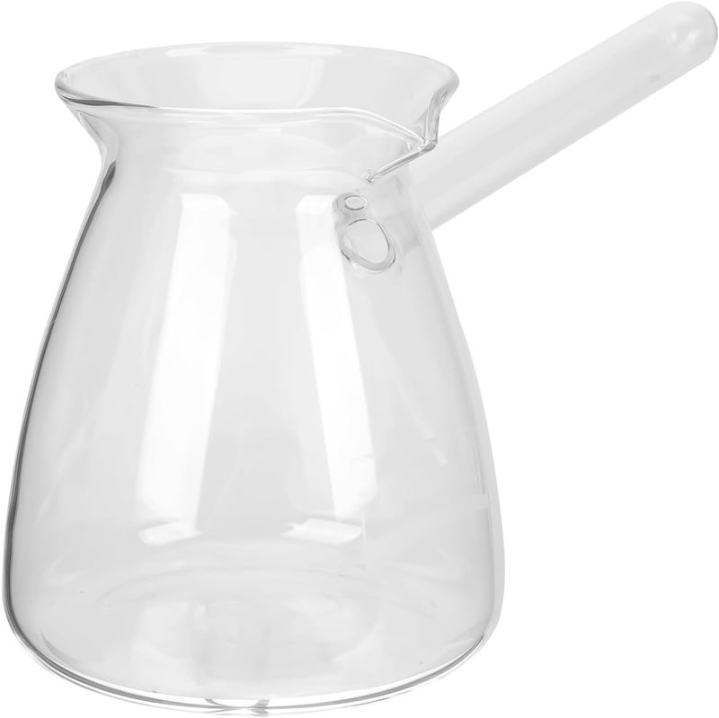 Luxshiny Side Handle Turkish Coffee Pot: Glass Boiling Pot for Coffee, Tea, Milk - Compact Design with V-Shaped Spout for Controlled Pouring - 450ml/15.22oz - Image 1