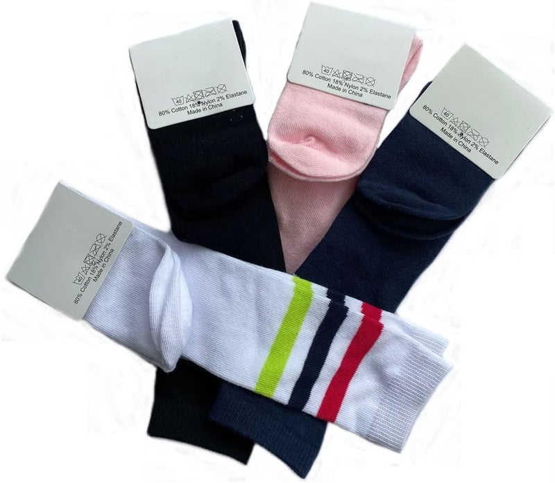 Skydume Snadulor 6-7 Years Old Kids Girls Boys Cotton Over Knee High Soccer Sports Team Socks,4 Pairs - Image 3