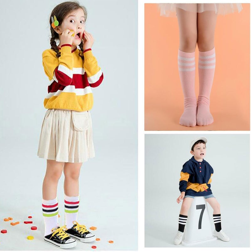 Skydume Snadulor 6-7 Years Old Kids Girls Boys Cotton Over Knee High Soccer Sports Team Socks,4 Pairs - Image 2