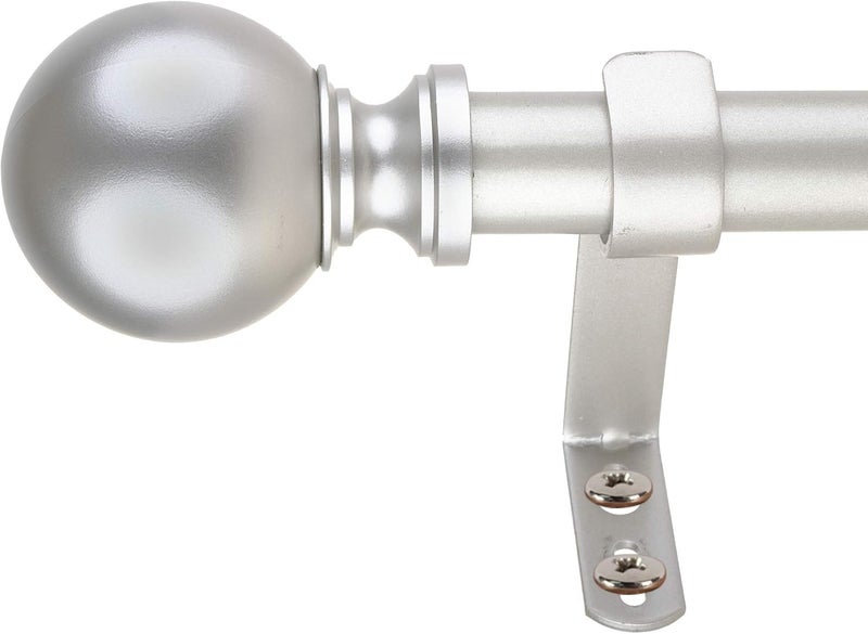 Decopolitan 1 Classic Ball Curtain Rod 18 to 36 Inches Antique Silver - Image 1