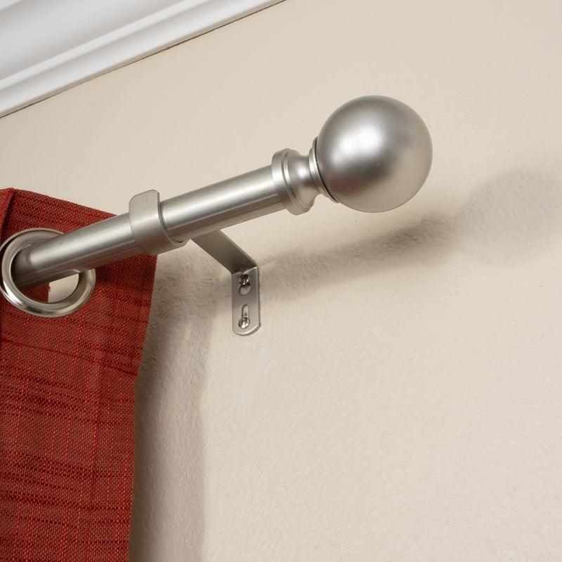 Decopolitan 1 Classic Ball Curtain Rod 18 to 36 Inches Antique Silver - Image 2