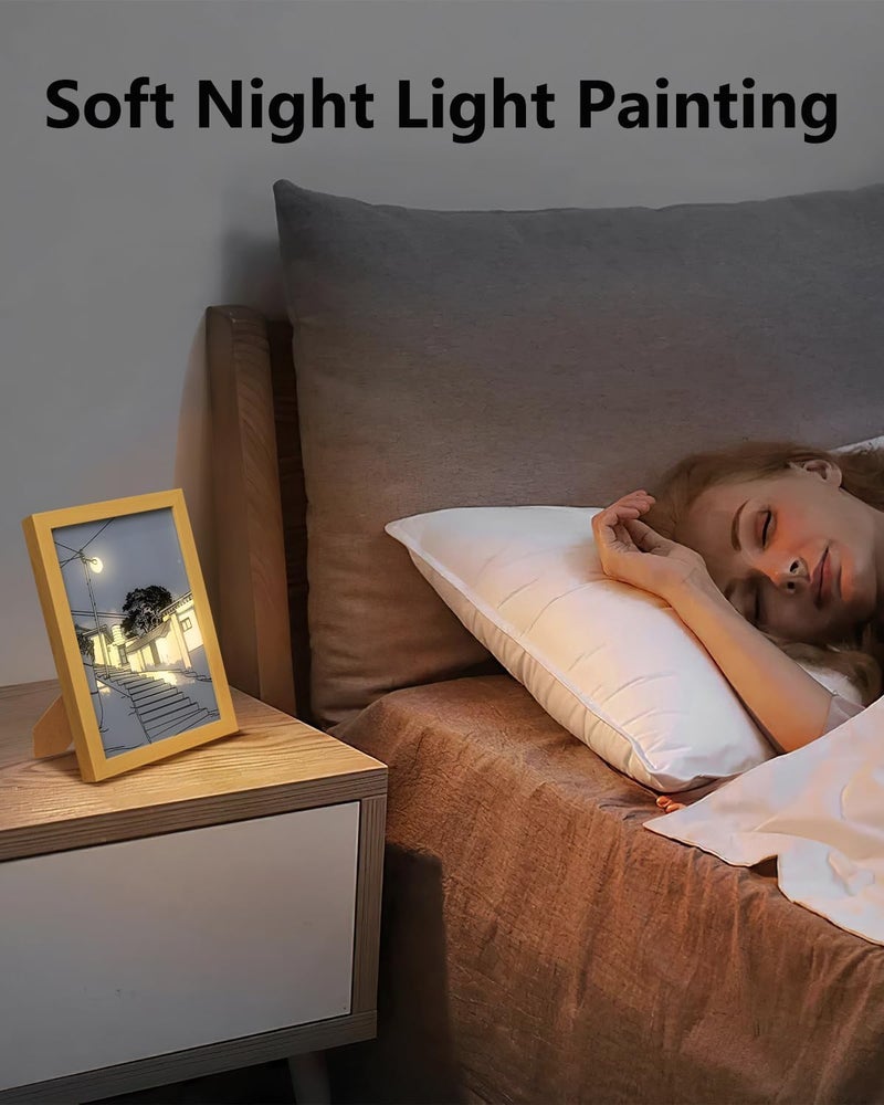 Eitheo إطار صورة LED ثلاثي الأبعاد مضيء يعكس الضوء للجدار، إطار معلق يعمل عبر USB لغرفة النوم | لوحة LED ليلية لغروب الشمس لتزيين المنزل - Image 3