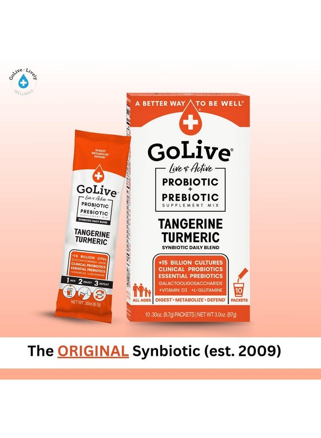 GoLive Prebiotic and Probiotic for Women, Men, Kids. Tangerine Turmeric Synbiotic Powder w/ L-Glutamine, Vitamin D3, Electrolytes. For Gut Health, Digestion, Metabolism, Immunity 15-50B CFUs. - Image 2